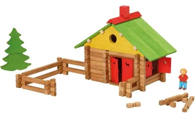 Productafbeelding van JEUJURA - Wooden Construction Set - My Wooden Chalet - 130 Pieces - Ages 5+
