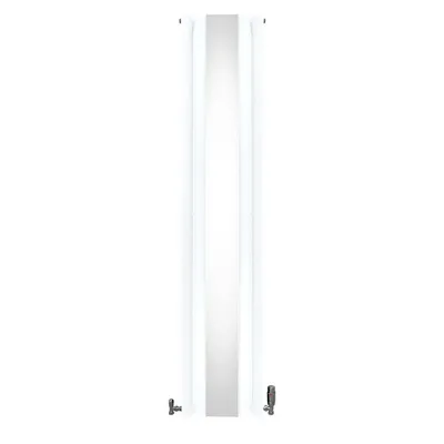 Imagen del producto de Radiador tubular ovalado con espejo y válvulas termostáticas cromadas – 1800 mm x 380 mm – Blanco