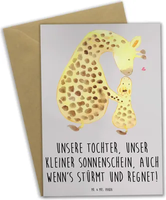 Produktbild von Mr. & Mrs. Panda Klappkarte Tochter Sonnenschein - Grau Pastell - Geschenk, Einfallsreichtum, dankeskarten, Optimismus, weihnachtskarten, Glück, Unvergessliche Momente