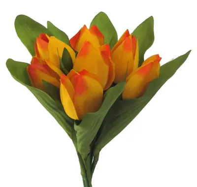 Produktbild von Kunstblume, Seidenblume TULPENBUND ca 30cm mit 7 Tulpen. ORANGE