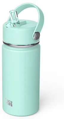 Kinder-Trinkflasche 420 ml, Edelstahl, isoliert, mit Strohhalm, BPA-frei