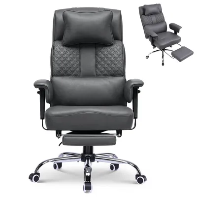 Image de Chaise de gaming GTPLAYER, chaise de bureau ergonomique avec repose-tête réglable, support lombaire large, assise de 54 cm de largeur, inclinable de 90° à 150°, capacité de charge de 180 kg