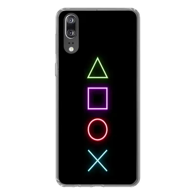 Produktbild von MuchoWow® Handyhülle Schutzhülle Hülle für Huawei P20 Gaming - Neon - Konsole - Schwarz - Controller - Gaming Silikon Softcase Handy Hülle - Hardcover