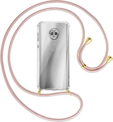 Produktbild von Handykette Backcover-Schutzhülle mit Band (Metall goldfarben) für Motorola Moto G6 - roségold