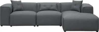Produktbild von BELIANI Ecksofa Dunkelgrau Stoffbezug L-Förmig Linksseitig für 3 Personen Zeitgenössisch Modern Wohnzimmer