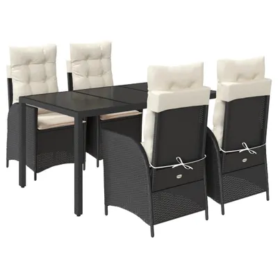 Produktbild von vidaXL 5-tlg. Garten-Essgruppe mit Kissen Schwarz Poly Rattan