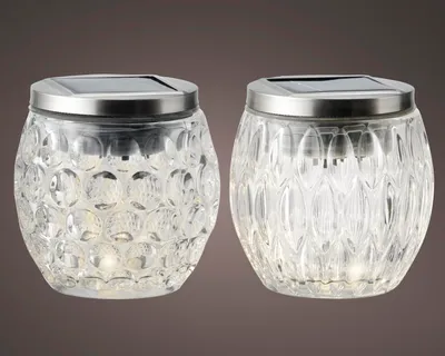 Produktbild von Transparente LED Solar Tischlampe aus Glas, warmweißes Licht, 10cm Höhe