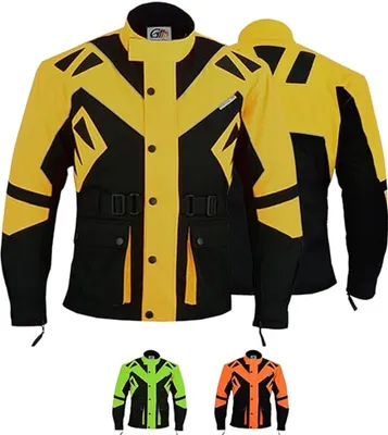 Produktbild von Motorradjacke Orange Gelb Grün Schwarz mit Protektoren GW300J, Größe:48/S, Farbe:Gelb