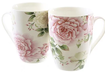 Zdjęcie produktu dla Kubek do kawy różowy porcelanowy do mycia w zmywarce 345 ml 10cm Ø8cm biały/różowy