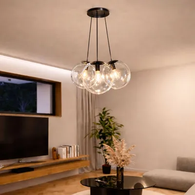 Produktbild von s.luce Orb Cluster Glas-Pendelleuchte 3-flammig 3x30cm Klar Rund