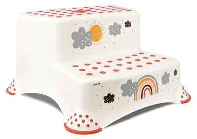 Produktbild von Lorelli zweistufiger Kinder Badhocker, Tritthocker rutschfest, Gummi-Noppen rot