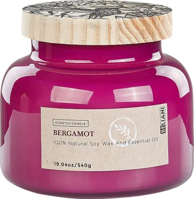 Zdjęcie produktu dla BELIANI Świeczka zapachowa 100% wosk sojowy bawełniany knot szklane świeża nuta bergamotka