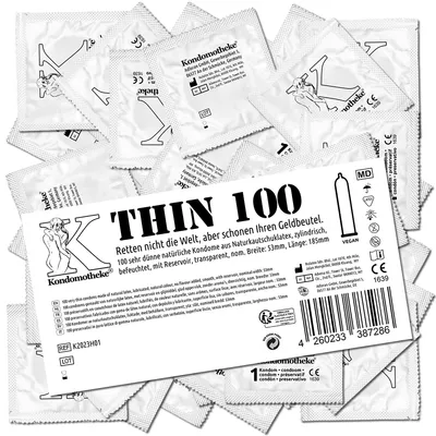 Produktbild von Kondomotheke THIN - 100 Extra Dünne Kondome für Natürliches Gefühl