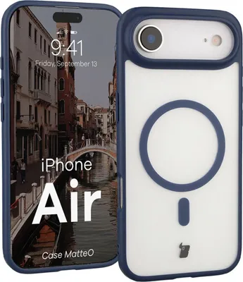 Produktbild von Handyhülle mit Magnetring für iPhone Air, Bizon Case MatteO, Getönt-Dunkelblau