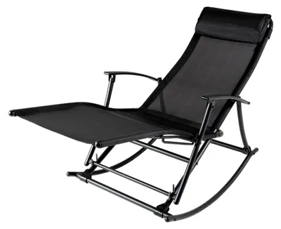 Produktbild von Garten Schaukelstuhl aus Stahl und Textilene, Schwarz