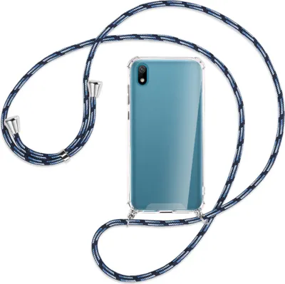 Produktbild von Handykette Backcover-Schutzhülle mit Band (Metall silberfarben) für Huawei Y5 2019 - Blautöne