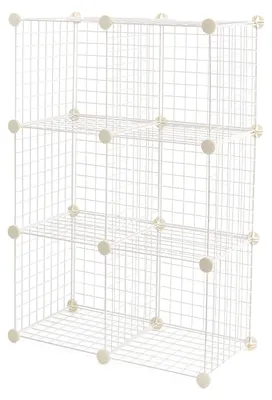 Imagen del producto de A. Rejilla de alambre en forma de cubo, 6 cubos, 30,5 x 30,5 cm, color blanco