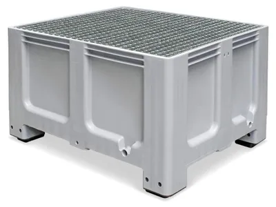Produktbild von Abtropfbecken mit Gitterrost, 610 Liter, grau, 1200x1000x760 mm