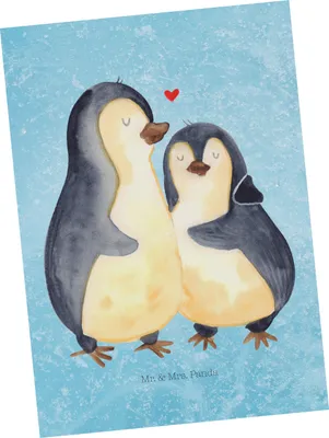 Produktbild von Mr. & Mrs. Panda Postkarte Pinguin umarmen - Eisblau - Geschenk, Fotokarte, Ansichtskarten, Ansichtskarte, Liebe, Hochzeitsgeschenk, Hochzeit, Postkarten, Verknallt