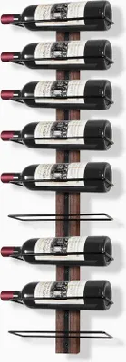 Imagen del producto de Estante para vinos Unyqoos® de pared: estante de pared para vinos, fabricado en madera y metal, de color , diseñado para colgar, con capacidad para 15 botellas. Dimensiones del soporte para botellas: 8,05 x 26,5 cm