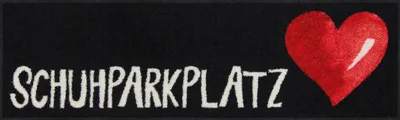 Produktbild von Salonloewe Fußmatte Großherzig Schuhparkplatz" schwarz/rot 30x100 cm"