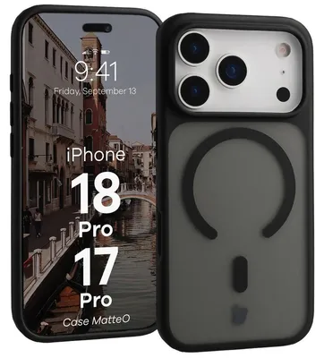 Produktbild von Handyhülle mit Magnetring für iPhone 18 Pro / 17 Pro, Bizon Case MatteO, Getönt-Schwarz