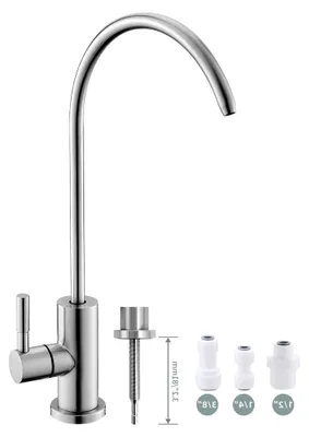 Produktbild von Trinkwasserhahn, einfach zu installierender Wasserfilter-Wasserhahn für die Küchenspüle, bleifreier Umkehrosmose-Wasserhahn aus gebürstetem Nickel, SUS304 Edelstahl