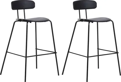 Produktbild von BELIANI Barstuhl 2er Set Schwarz Kunststoff und Metall mit Lehne Fußstützen Modernes Design Sitzmöbel Wohnzommer Küche Bar Wohnküche Ausstattung