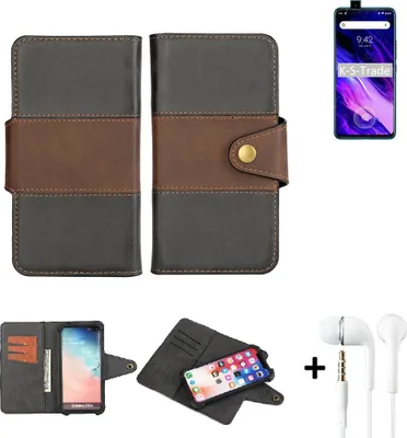 Produktbild von K-S-Trade Handyhülle Schutzhülle Bookstyle Wallet-Case kompatibel mit UMIDIGI S5 Pro + earphones Bumper rundumschutz schwarz-braun 1x