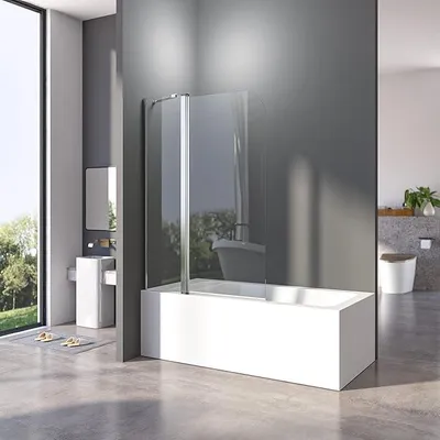 Productafbeelding van Douchewand voor badkuip, 90 x 140 cm. Vouwwand voor badkuip, 6 mm gelaagd veiligheidsglas, nano-coating. Douchewand, badkuipafscheiding