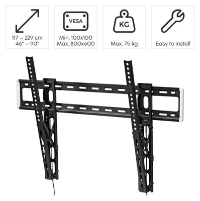 Obrázok produktu pre Hama 00220818, 100 x 100 mm, 800 x 600 mm, -12 - 0°, 0°, Oceľ, Čierna