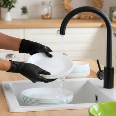 Obrázek produktu pro Černé Nitrylové Rukavice, Velikost S