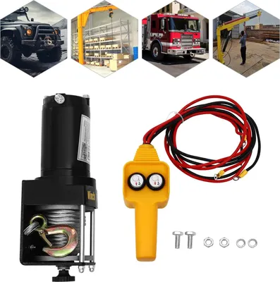 Produktbild von Elektrische Seilwinde - 12 V DC - Zugkraft 1300 kg - Wasserdicht - Kabelgebundene Fernbedienung - Offroad-Bergung - Schweres Heben