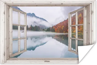 Produktbild von MuchoWow® Poster Aussicht - Herbst - Wasser 120x80 cm - Bilder