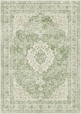Productafbeelding van Vintage wasbaar tapijt 120x170 cm, groen, voor woonkamer