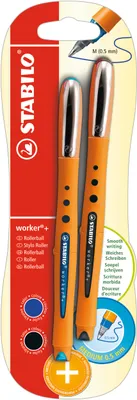 Produktbild von Tintenroller - STABILO worker+ - medium - 2er Pack - blau, schwarz