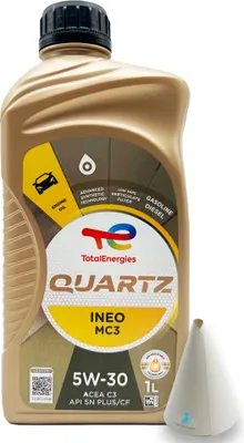Produktbild von Total Quartz Ineo MC3 | 5W-30 | 1 L | MB229.51 / 52 | BMW LL-04 | Opel/Vauxhall | mit Trichter