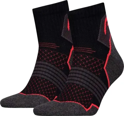Obrázek produktu pro 2er Pack HEAD Quarter Wandersocken Unisex černá/červená 39-42