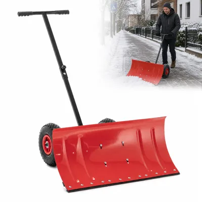 Produktbild von Schneeschieber auf Rädern – 74×85 cm – Hand-Schneeräumer Großformat – Für Einfahrt & Garten