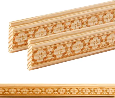 Produktbild von Holz Profilleiste in 29 x 6 x 1000 mm | 2er Set - 2 Meter | Prägeleiste aus Kiefernholz PK-935 mit 3D Blumen-Motiv