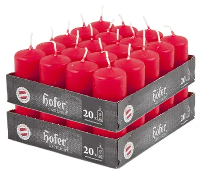 Stumpenkerzen 4x7 cm, 40er Set, Rot, 7 Std. Brenndauer