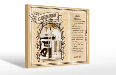 Produktbild von Holzschild Berufe 30x20cm Chemiker experimentiert Gelehrter