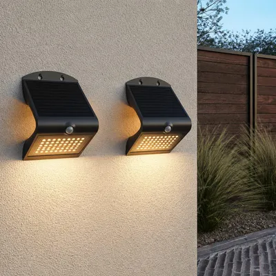 Image de HOFTRONIC - Applique murale solaire 4W 3000K IP65 Noir détecteur de mouvement