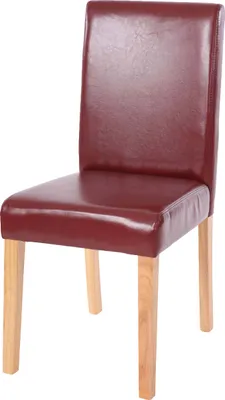 Produktbild von Esszimmerstuhl Littau, Küchenstuhl Stuhl, Kunstleder rot-braun, helle Beine