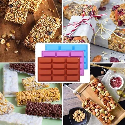 Silikonformen für 12 Fächer - Ideal für Müsliriegel, Schokolade, Brot und Desserts