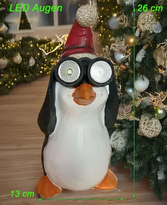 Produktbild von Solar LED Augen Weihnachtspinguin 26cm Outdoor Deko Figur Weihnachten