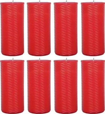 Produktbild von Ersatzkerze N3 Rot H13 cm (8er-Pack) – Grabkerze Nachfüllkerze mit ca. 50h Brenndauer, für Grableuchte & Grablampe, langlebig & gleichmäßig brennend