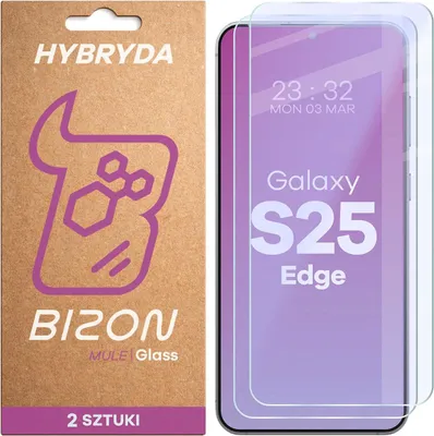 Produktbild von 2x Flexibles Hybridglas für Galaxy S25 Edge, Bizon Glass Mule Duo