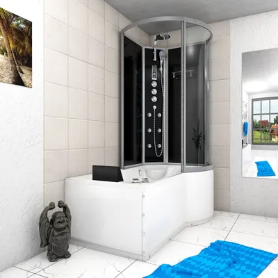 Produktbild von Kombination Whirlpool Dusche K50-L33-WP-EC Duschkabine Wanne 170x100