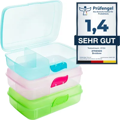 Produktbild von Lunchbox Kinder 3er-Set, mit Fächern, Clickverschluss, Brotdose Bento